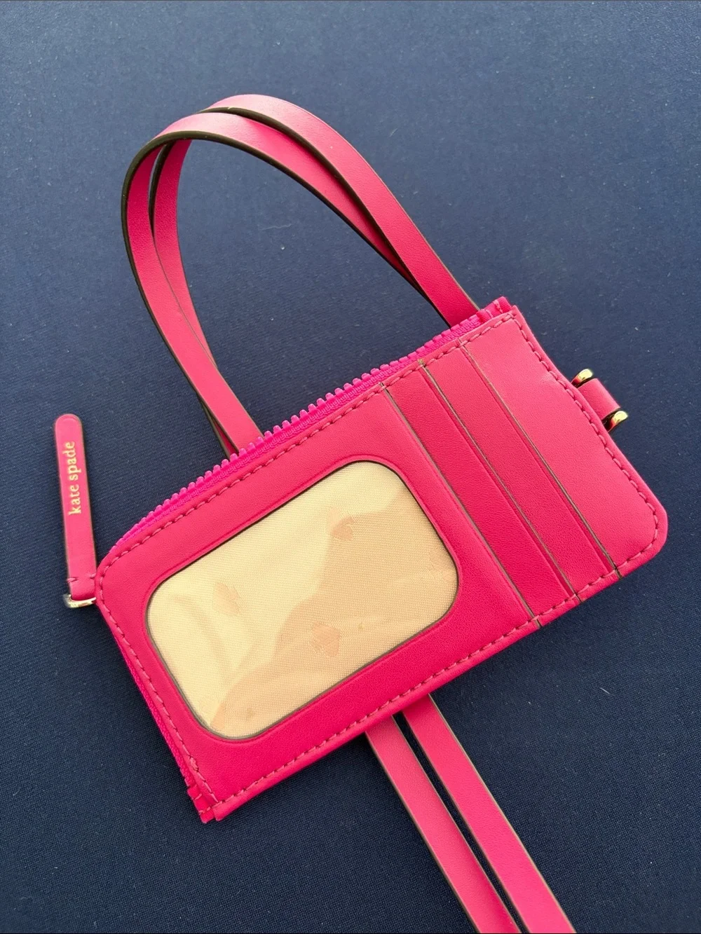 Hot pink Wristlet Card Holder with Gold Heart Accent